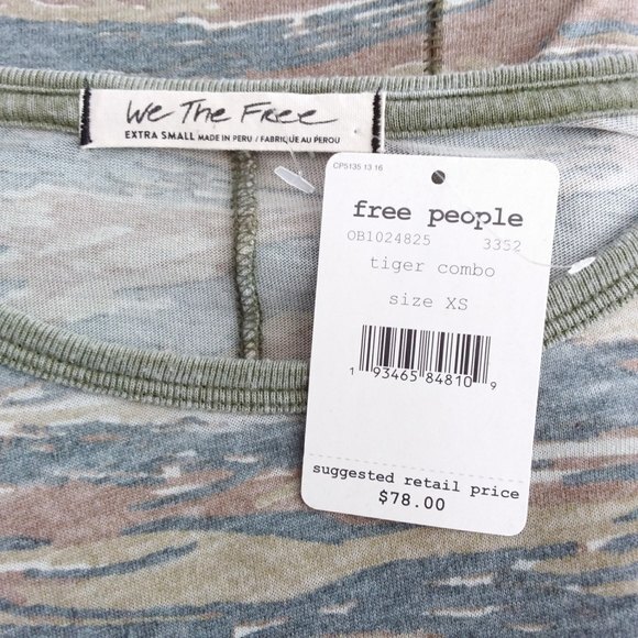 We The Free Top Arielle Tiger Combo Long Sleeve Tee XS - Picture 4 of 8